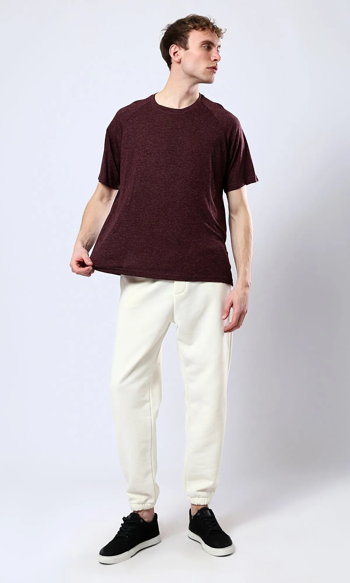 O178903 Slip On Beige Casual Jogger Pants