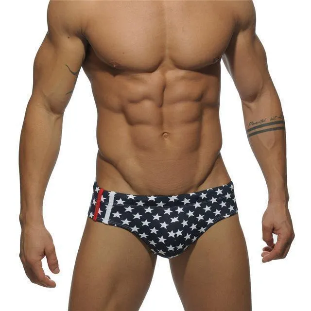 Patchwork Swim Briefs For Men