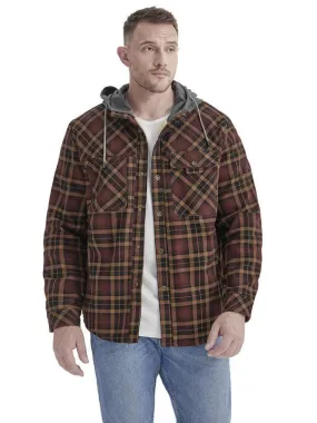 Plaid Fleece Hooded Men Flannel Shirt