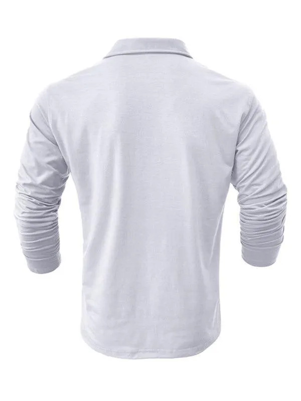 Solid Long Sleeve Men Polo Shirt