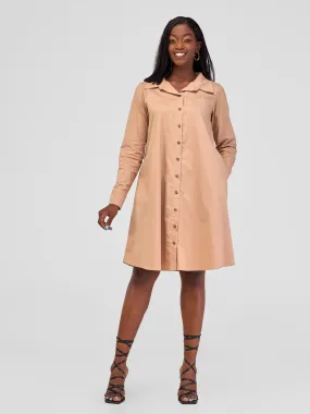 Safari Basic Shirt Tent Dress - Taupe