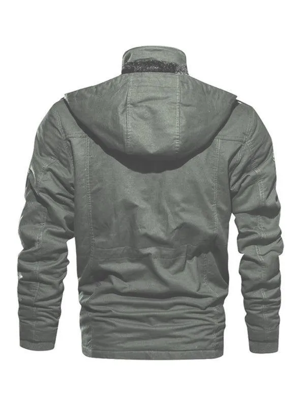 Loose Stand Collar Hooded Men Winter Jacket