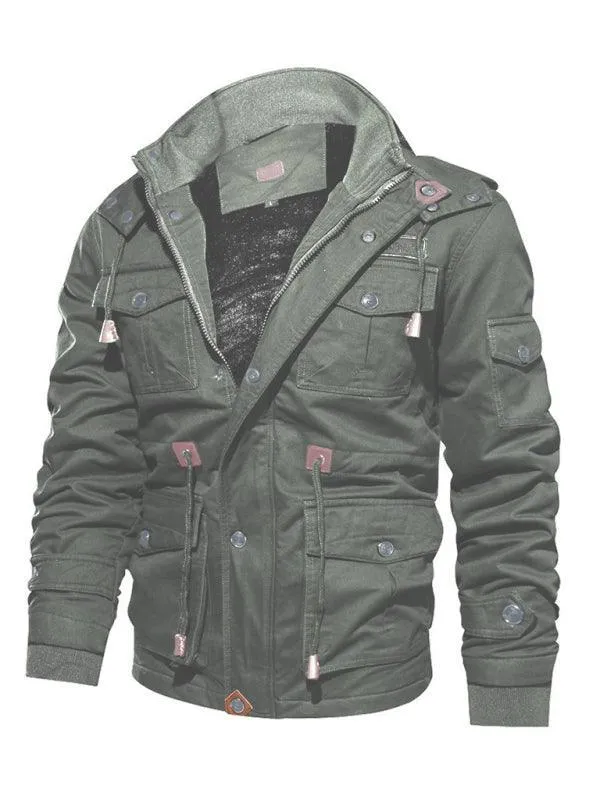 Loose Stand Collar Hooded Men Winter Jacket