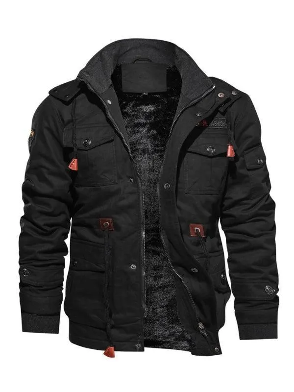 Loose Stand Collar Hooded Men Winter Jacket