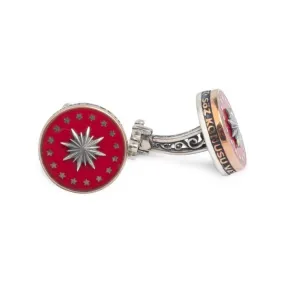 Silver Presidential Flag Round Cufflink