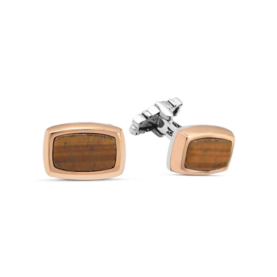 Silver Tiger Eye Stone Cufflink