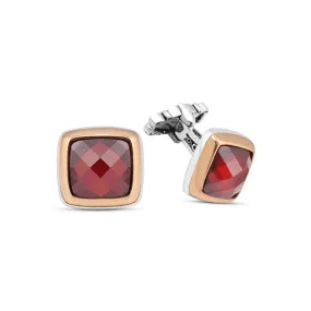 Silver Red Zircon Stone Cufflink