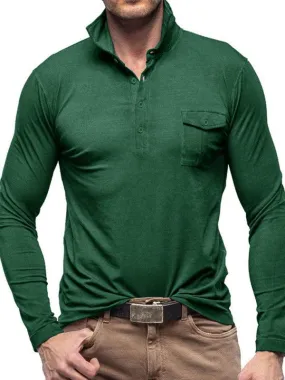 Solid Long Sleeve Men Polo Shirt