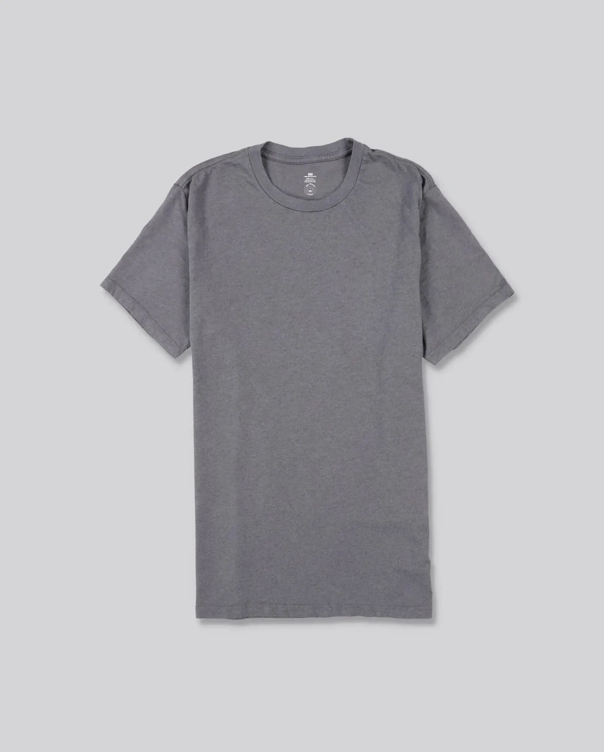 S/S ORGANIC HEATHER CREW TEE / IRON