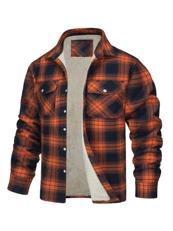 Plaid Fleece Men Flannel Shirt