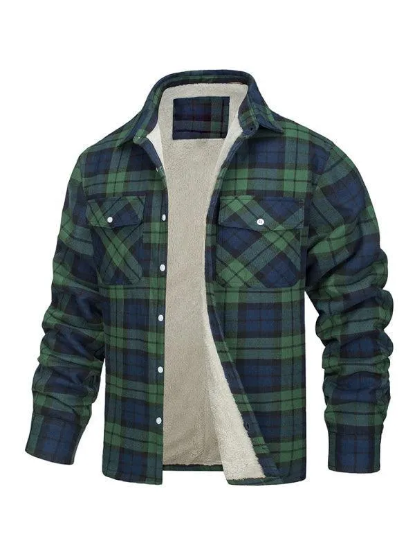 Plaid Fleece Men Flannel Shirt