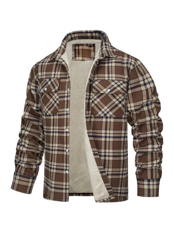 Plaid Fleece Men Flannel Shirt