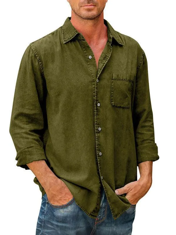 Men Long Sleeve Denim Shirt