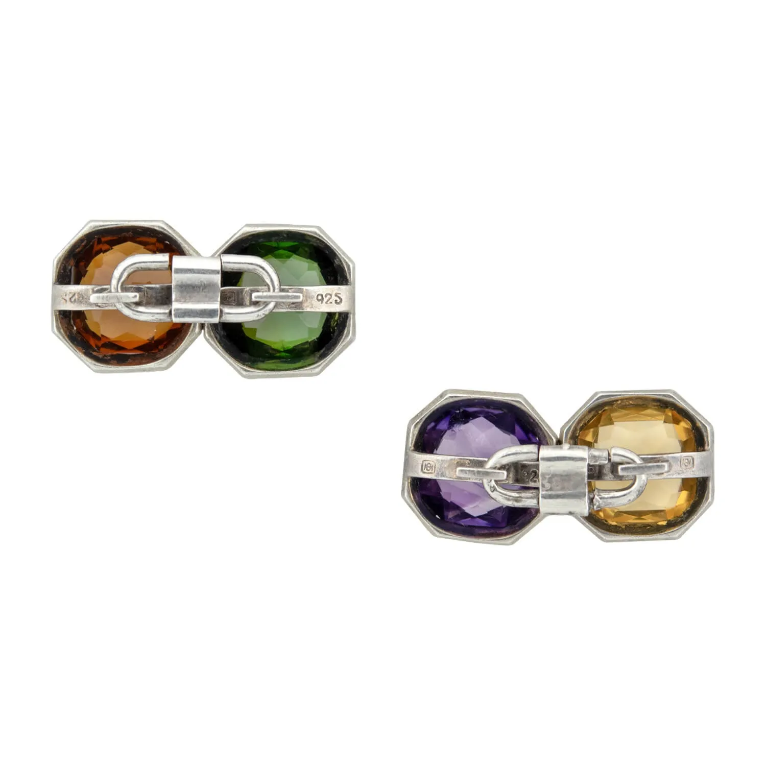 Late Victorian Sterling   Multi-Gemstone Cufflinks