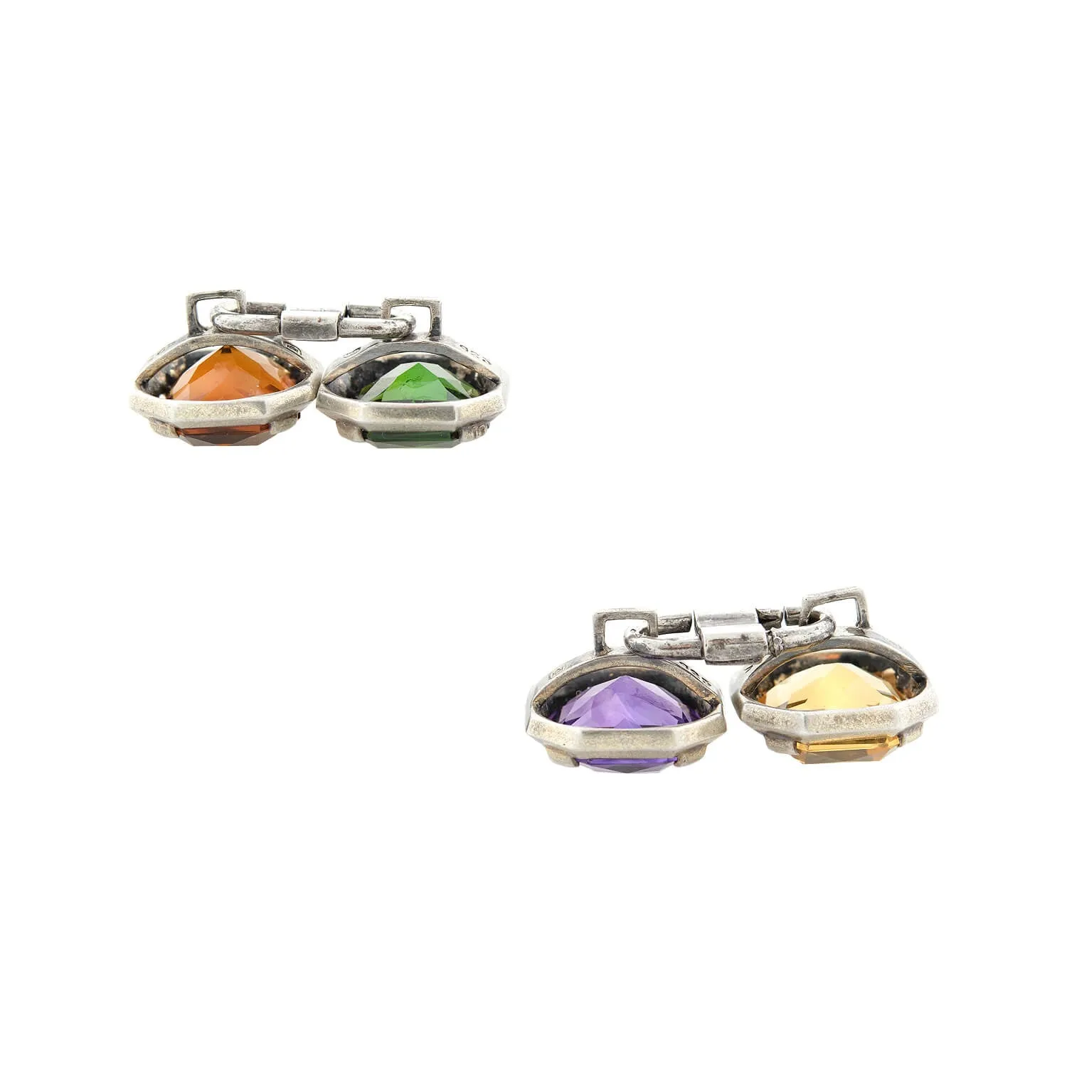 Late Victorian Sterling   Multi-Gemstone Cufflinks