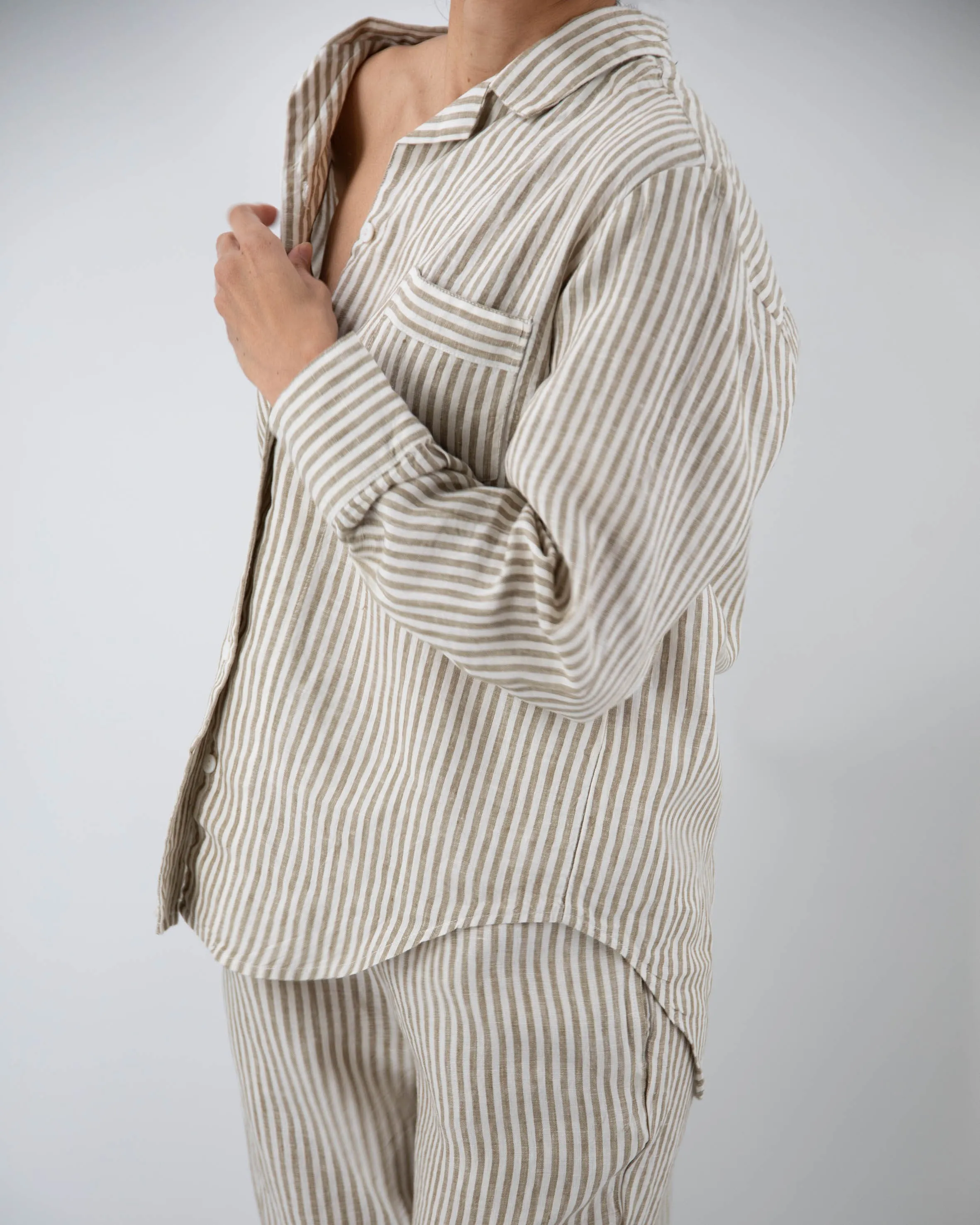 Naya Striped Linen Pajama Set