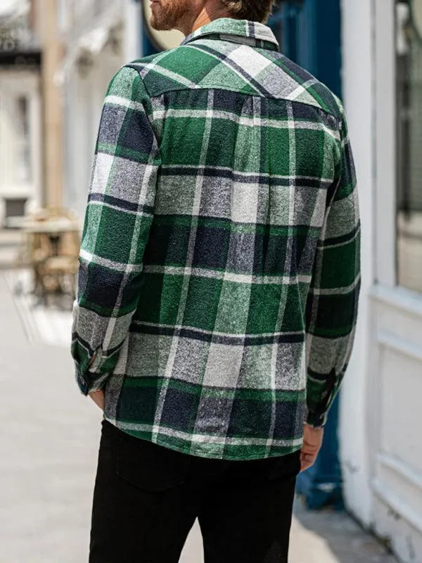 Plaid Long Sleeve Men Flannel Shirt