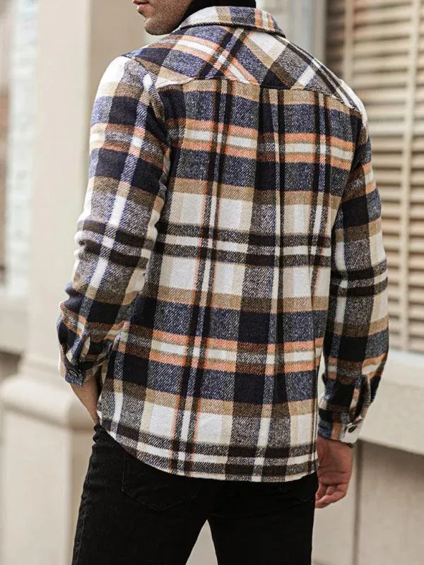 Plaid Long Sleeve Men Flannel Shirt