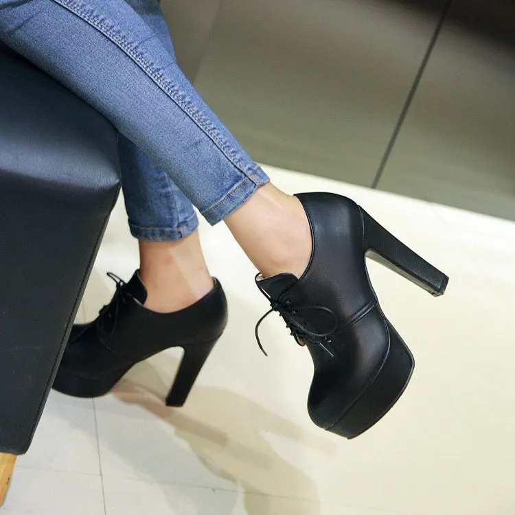 Women's Lace Up High Heels Platform Shoes