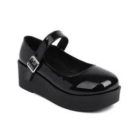 Women's Buckle Platform Wedge Heels Shoes