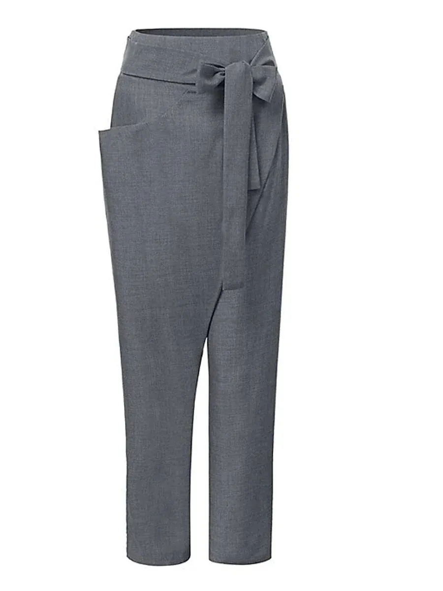 Ankle-Length Cotton Blend Dress Pants for Women's Casual and Work Wear