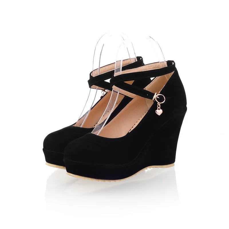 Women's Ankle Strap Heels Platform Wedges Shoes