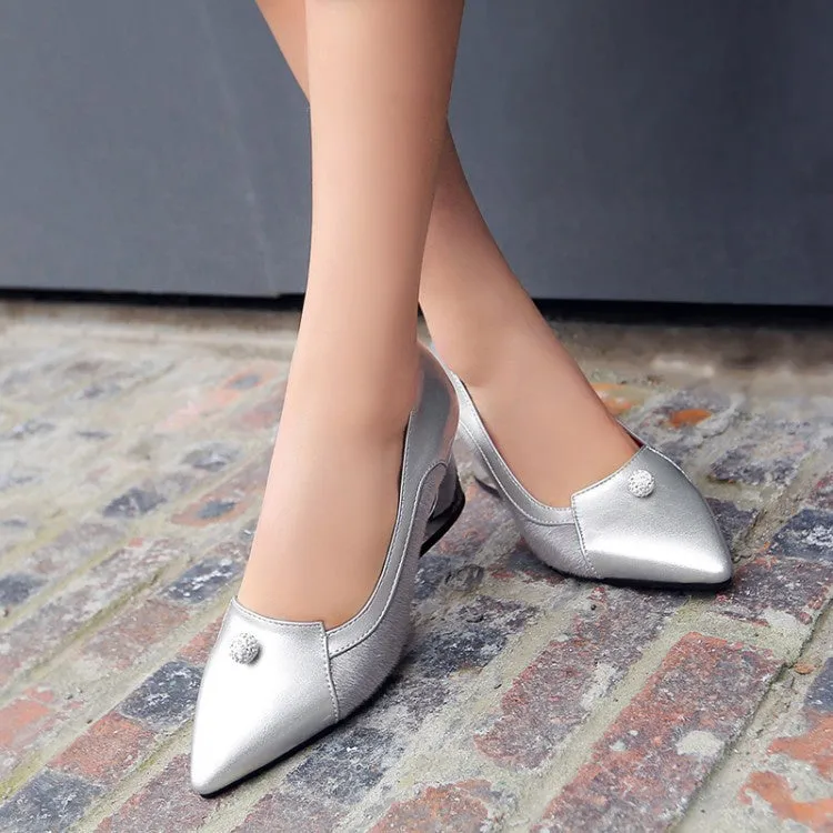 Women's Pearl High Heeled Chunky Heels Pumps