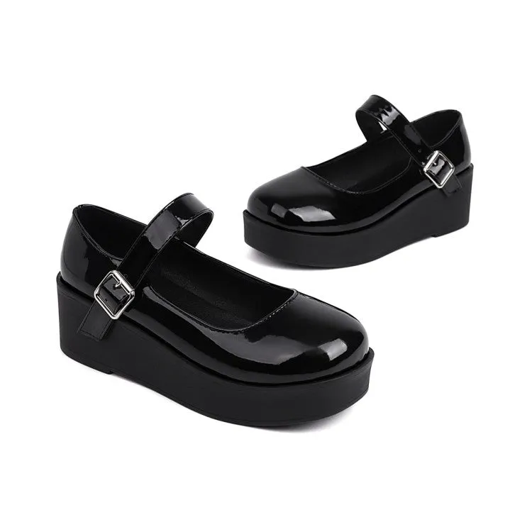 Women's Buckle Platform Wedge Heels Shoes