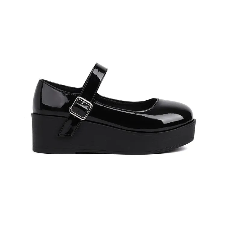 Women's Buckle Platform Wedge Heels Shoes