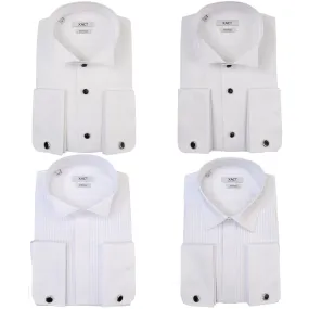 Xact Men's Formal Tuxedo/Dress Shirt with Double Cuff and Cuff Links